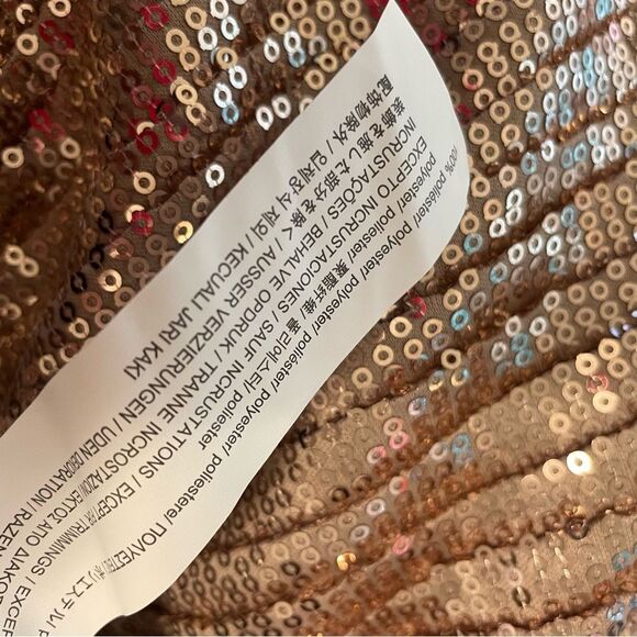 Zara Rose Gold Fully Sequined Mini Dress Long Sleeve MED - Picture 7 of 7